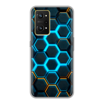 Силиконовый чехол на Realme GT Neo 3T с принтом Неоновые соты Силиконовый чехол на Realme GT Neo 3T с принтом Неоновые соты