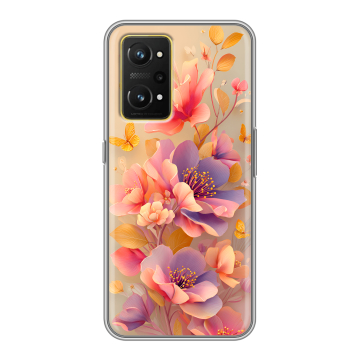 Силиконовый чехол на Realme GT Neo 3T с принтом Цветы и бабочки Силиконовый чехол на Realme GT Neo 3T с принтом Цветы и бабочки