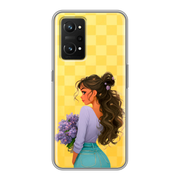 Силиконовый чехол на Realme GT Neo 3T с принтом девушка цветы Силиконовый чехол на Realme GT Neo 3T с принтом девушка цветы