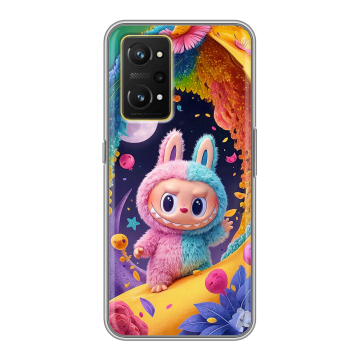 Силиконовый чехол на Realme GT Neo 3T с принтом Labubu Лабубу