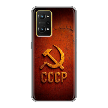 Силиконовый чехол на Realme GT Neo 3T с принтом Флаг Герб СССР