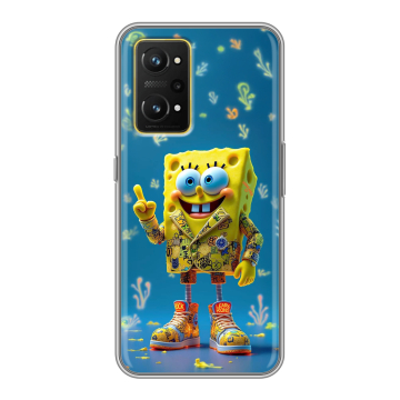 Силиконовый чехол на Realme GT Neo 3T с принтом Спанч боб Спанчбоб