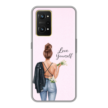 Силиконовый чехол на Realme GT Neo 3T с принтом женский