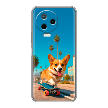 Силиконовый чехол на Infinix Note 12 2023 G99 с принтом Корги на скейте Силиконовый чехол на Infinix Note 12 2023 G99 с принтом Корги на скейте