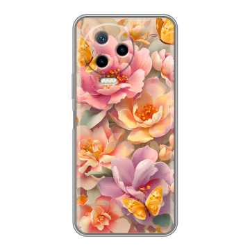 Силиконовый чехол на Infinix Note 12 2023 G99 с принтом Цветы и бабочки