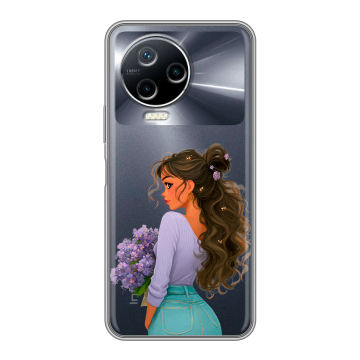 Силиконовый чехол на Infinix Note 12 2023 G99 с принтом девушка цветы