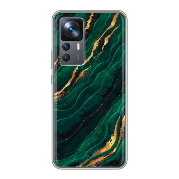 Силиконовый чехол на Xiaomi 12T с принтом Мрамор зеленое золото Силиконовый чехол на Xiaomi 12T с принтом Мрамор зеленое золото