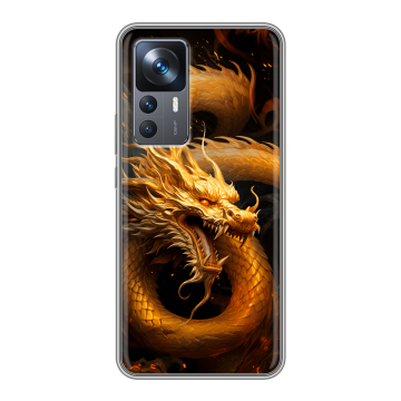 Силиконовый чехол на Xiaomi 12T с принтом Золотой дракон Силиконовый чехол на Xiaomi 12T с принтом Золотой дракон
