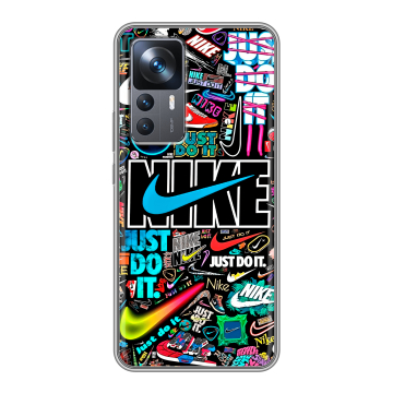 Силиконовый чехол на Xiaomi 12T с принтом найк nike черный Силиконовый чехол на Xiaomi 12T с принтом найк nike черный