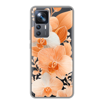 Силиконовый чехол на Xiaomi 12T с принтом Бежевые цветы