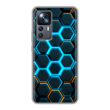 Силиконовый чехол на Xiaomi 12T с принтом Неоновые соты
