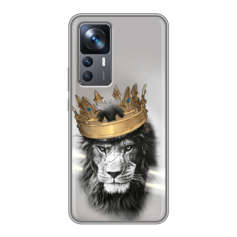 Силиконовый противоударный чехол на Xiaomi 12T с принтом Лев с короной Силиконовый противоударный чехол на Xiaomi 12T с принтом Лев с короной