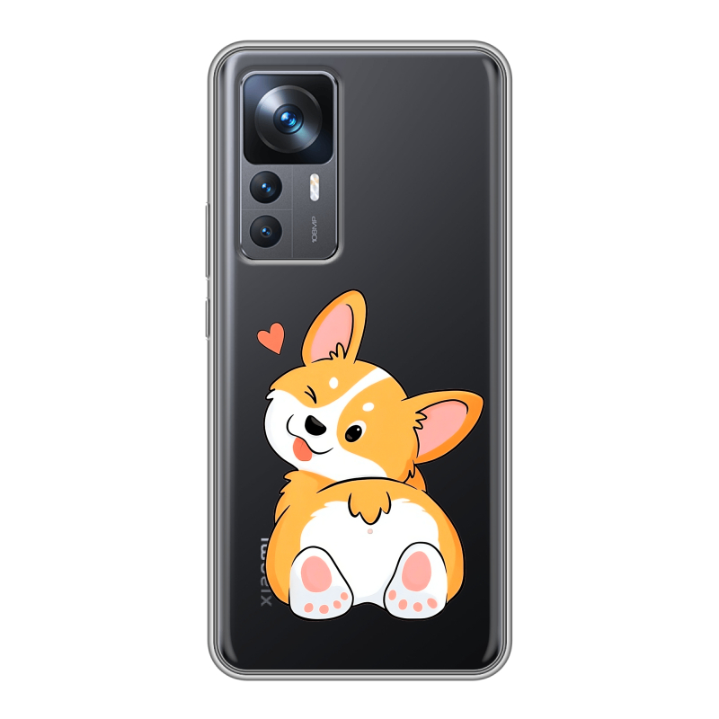 Силиконовый противоударный чехол на Xiaomi 12T с принтом Корги Силиконовый противоударный чехол на Xiaomi 12T с принтом Корги