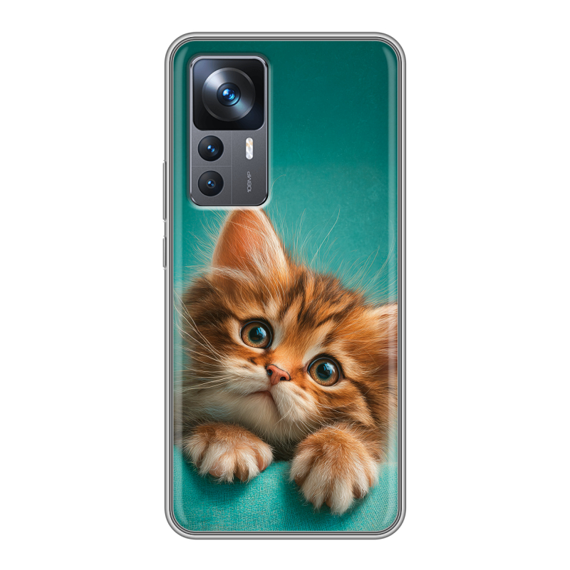 Силиконовый противоударный чехол на Xiaomi 12T с принтом котенок Силиконовый противоударный чехол на Xiaomi 12T с принтом котенок