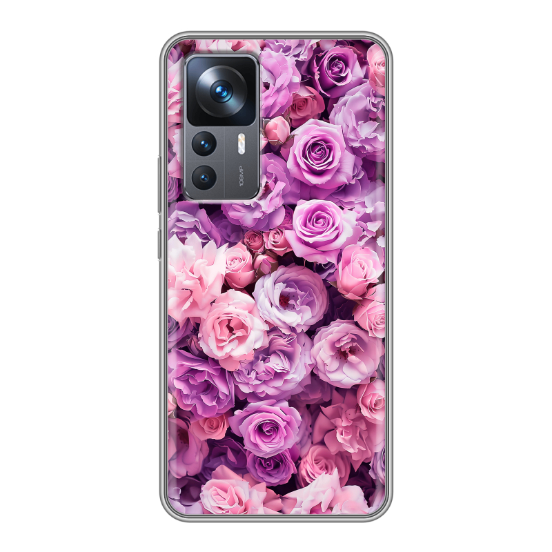 Силиконовый чехол на Xiaomi 12T с принтом лавандовые розы Силиконовый чехол на Xiaomi 12T с принтом лавандовые розы