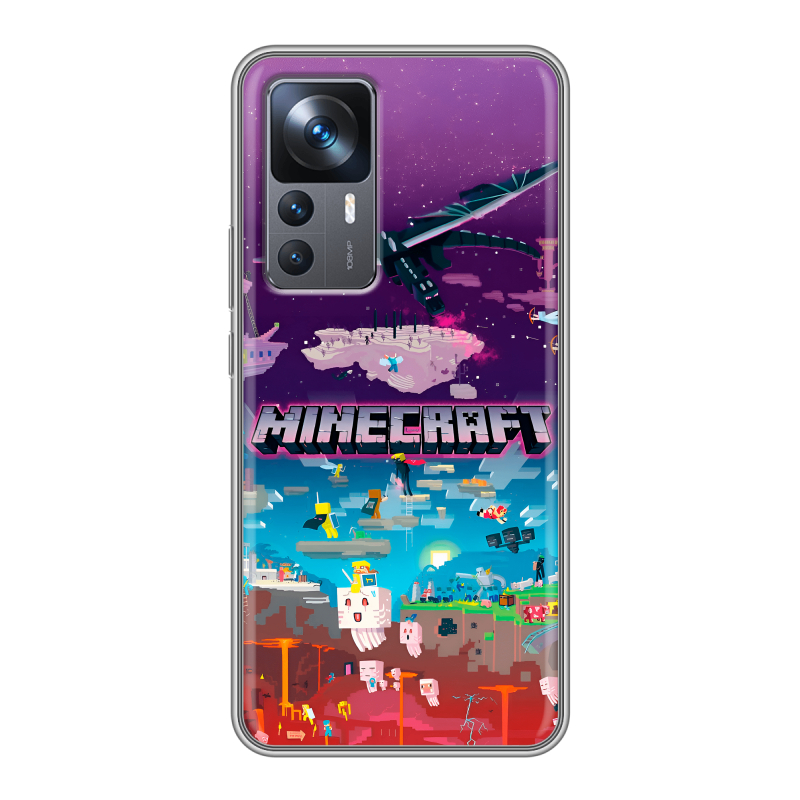 Силиконовый противоударный чехол на Xiaomi 12T с принтом Майнкрафт Minecraft Силиконовый противоударный чехол на Xiaomi 12T с принтом Майнкрафт Minecraft