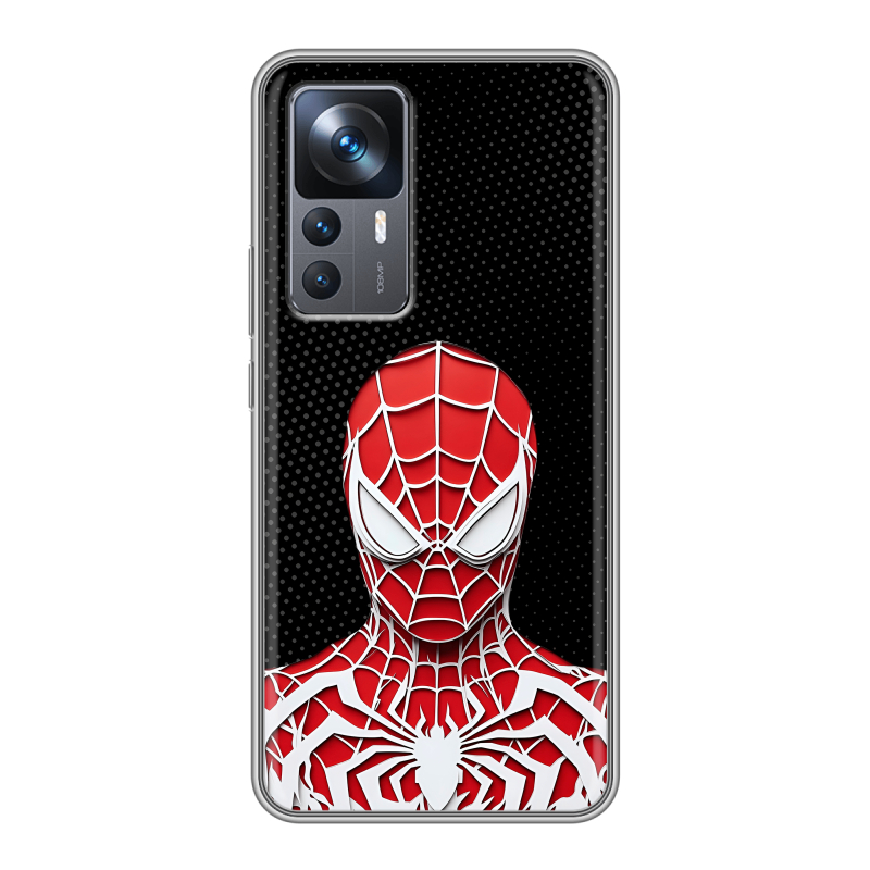 Силиконовый чехол на Xiaomi 12T с принтом человек паук spiderman Силиконовый чехол на Xiaomi 12T с принтом человек паук spiderman