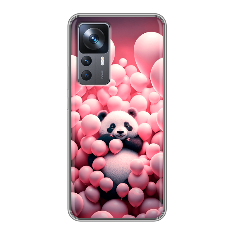 Силиконовый противоударный чехол на Xiaomi 12T с принтом Панда Силиконовый противоударный чехол на Xiaomi 12T с принтом Панда