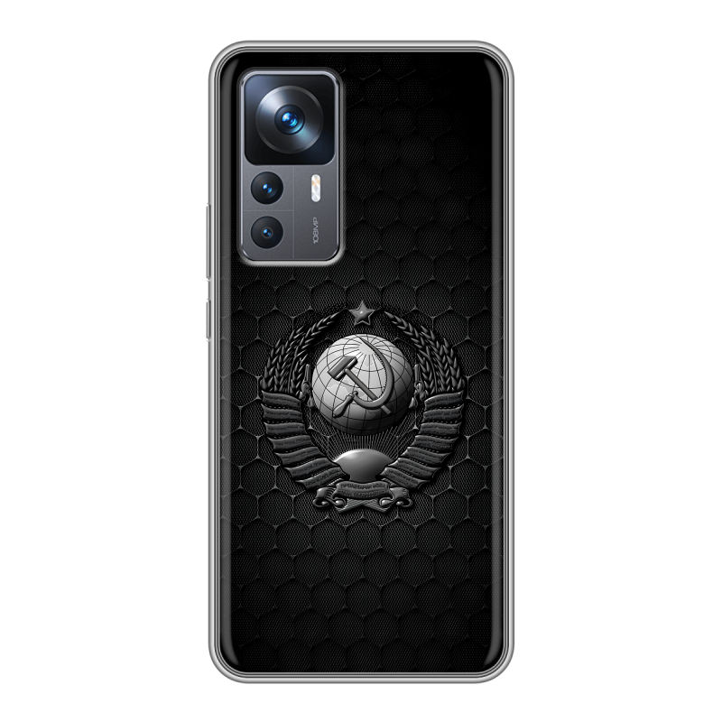Силиконовый противоударный чехол на Xiaomi 12T с принтом Герб Флаг СССР Силиконовый противоударный чехол на Xiaomi 12T с принтом Герб Флаг СССР