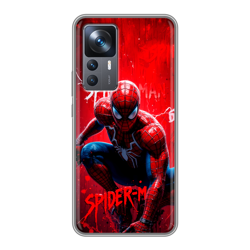 Силиконовый противоударный чехол на Xiaomi 12T с принтом Spiderman Человек паук Силиконовый противоударный чехол на Xiaomi 12T с принтом Spiderman Человек паук