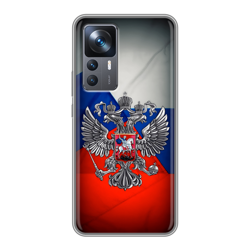 Силиконовый чехол на Xiaomi 12T с принтом Флаг России Силиконовый чехол на Xiaomi 12T с принтом Флаг России