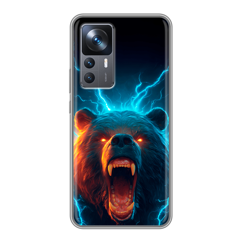 Силиконовый противоударный чехол на Xiaomi 12T с принтом Медведь Силиконовый противоударный чехол на Xiaomi 12T с принтом Медведь