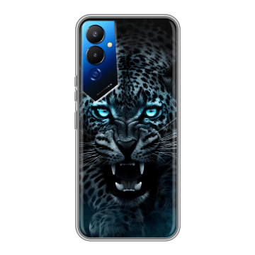 Силиконовый чехол на Tecno Pova 4 с принтом Темный леопард Силиконовый чехол на Tecno Pova 4 с принтом Темный леопард