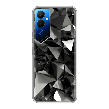 Силиконовый чехол на Tecno Pova 4 с принтом Черные кристаллы Силиконовый чехол на Tecno Pova 4 с принтом Черные кристаллы