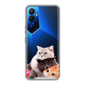 Силиконовый чехол на Tecno Pova 4 с принтом Кошки Силиконовый чехол на Tecno Pova 4 с принтом Кошки