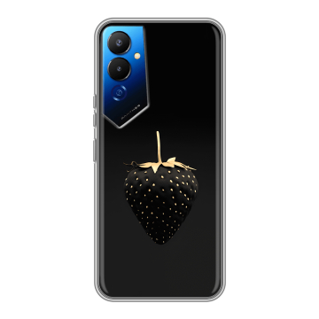 Силиконовый чехол на Tecno Pova 4 с принтом Черная клубника Силиконовый чехол на Tecno Pova 4 с принтом Черная клубника