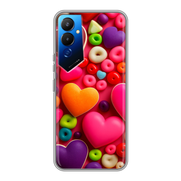 Силиконовый чехол на Tecno Pova 4 с принтом Сердечки Силиконовый чехол на Tecno Pova 4 с принтом Сердечки