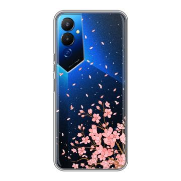 Силиконовый чехол на Tecno Pova 4 с принтом Ветка сакуры Силиконовый чехол на Tecno Pova 4 с принтом Ветка сакуры