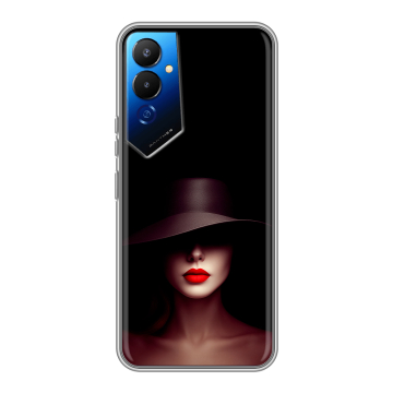 Силиконовый чехол на Tecno Pova 4 с принтом Девушка в шляпе Силиконовый чехол на Tecno Pova 4 с принтом Девушка в шляпе