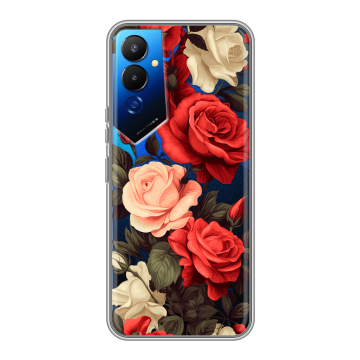 Силиконовый чехол на Tecno Pova 4 с принтом Розы Силиконовый чехол на Tecno Pova 4 с принтом Розы