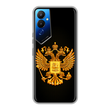 Силиконовый чехол на Tecno Pova 4 с принтом Герб России желтый Силиконовый чехол на Tecno Pova 4 с принтом Герб России желтый