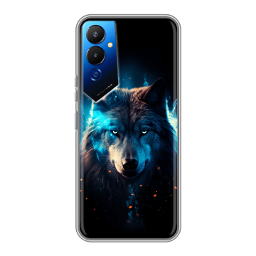 Силиконовый чехол на Tecno Pova 4 с принтом Волк ночной Силиконовый чехол на Tecno Pova 4 с принтом Волк ночной
