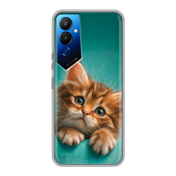 Силиконовый чехол на Tecno Pova 4 с принтом котенок Силиконовый чехол на Tecno Pova 4 с принтом котенок