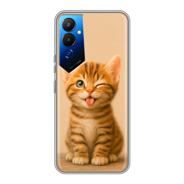 Силиконовый чехол на Tecno Pova 4 с принтом котенок Силиконовый чехол на Tecno Pova 4 с принтом котенок