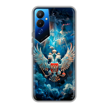 Силиконовый чехол на Tecno Pova 4 с принтом Герб флаг России Силиконовый чехол на Tecno Pova 4 с принтом Герб флаг России
