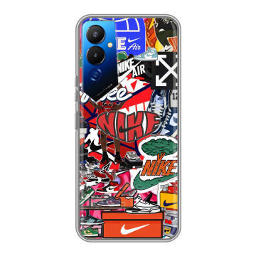 Силиконовый чехол на Tecno Pova 4 с принтом Найк Nike яркий Силиконовый чехол на Tecno Pova 4 с принтом Найк Nike яркий