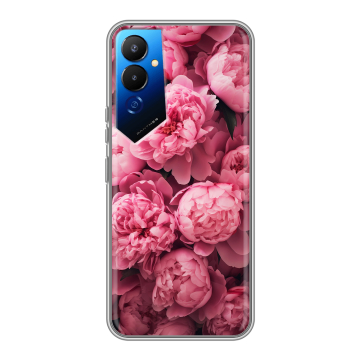 Силиконовый чехол на Tecno Pova 4 с принтом цветы пионы Силиконовый чехол на Tecno Pova 4 с принтом цветы пионы