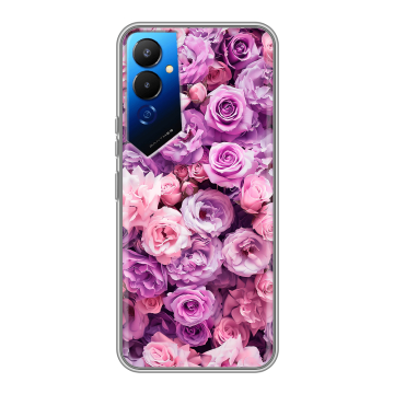 Силиконовый чехол на Tecno Pova 4 с принтом лавандовые розы