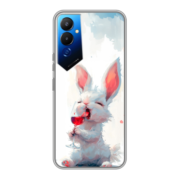 Силиконовый чехол на Tecno Pova 4 с принтом кролик зайчик Силиконовый чехол на Tecno Pova 4 с принтом кролик зайчик