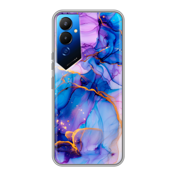 Силиконовый чехол на Tecno Pova 4 с принтом синий мрамор Силиконовый чехол на Tecno Pova 4 с принтом синий мрамор