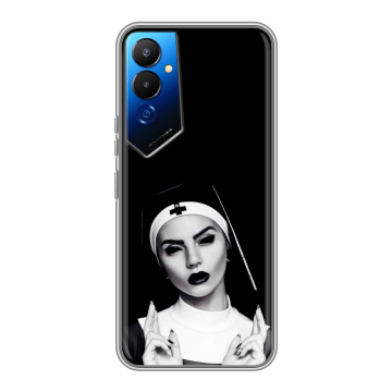 Силиконовый чехол на Tecno Pova 4 с принтом монашка Силиконовый чехол на Tecno Pova 4 с принтом монашка
