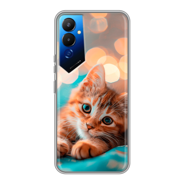 Силиконовый чехол на Tecno Pova 4 с принтом котик Силиконовый чехол на Tecno Pova 4 с принтом котик