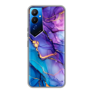 Силиконовый чехол на Tecno Pova 4 с принтом синий мрамор Силиконовый чехол на Tecno Pova 4 с принтом синий мрамор