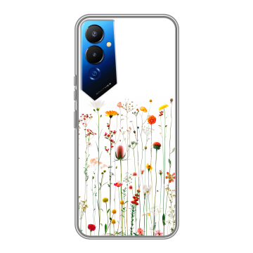 Силиконовый чехол на Tecno Pova 4 с принтом цветы Силиконовый чехол на Tecno Pova 4 с принтом цветы