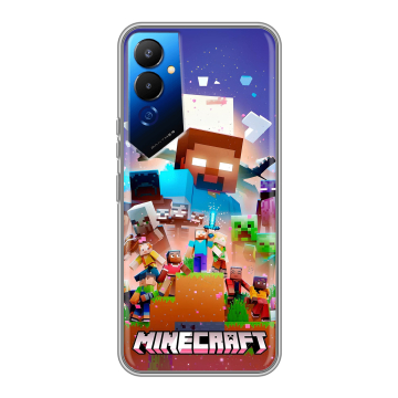 Силиконовый чехол на Tecno Pova 4 с принтом Майнкрафт Minecraft Силиконовый чехол на Tecno Pova 4 с принтом Майнкрафт Minecraft