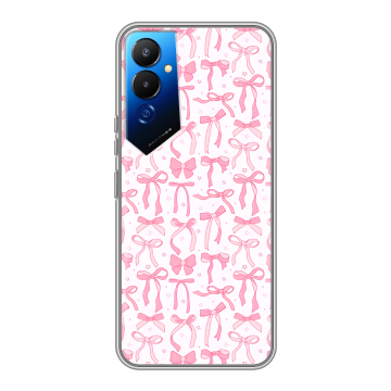 Силиконовый чехол на Tecno Pova 4 с принтом Розовые бантики Силиконовый чехол на Tecno Pova 4 с принтом Розовые бантики